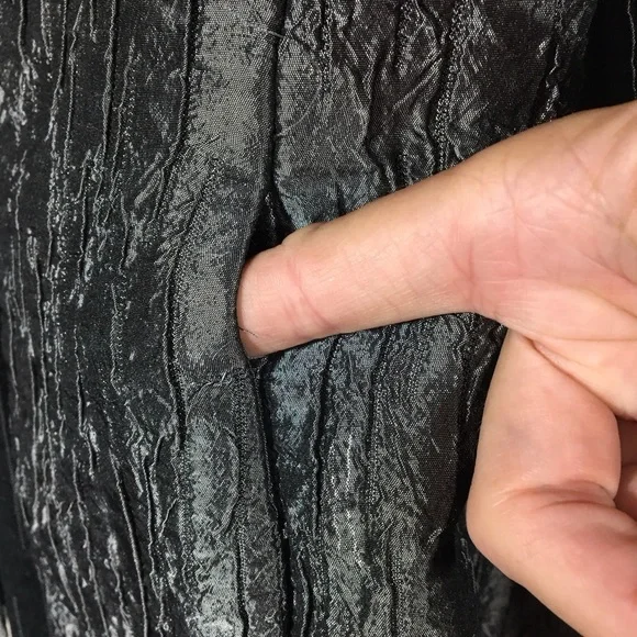 Coldwater Creek Pewter Silver Textured‎ Open Front Blazer Jacket Size L Pockets - Picture 3 of 6